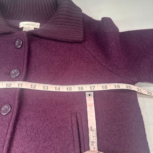 Linda Lucia Wool Short Coat Womens Cape Shawl Collar Jacket Long Sleeve - Picture 9 of 12